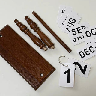 Retro Wood Frame Desktop Perpetual Calendar