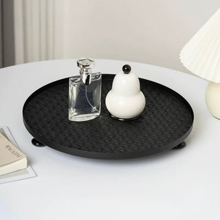 Iron Braided Leather Big Round Tray