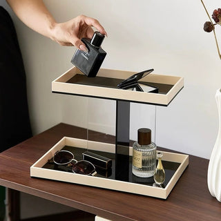 Monochrome Clear Acrylic Two-Tier Storage Display Rack   Perfect for Cosmetics and Perfumes