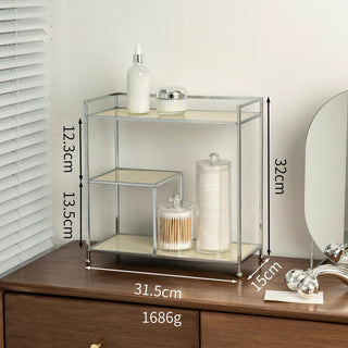 Silver Frame Multi-Tier Storage Display Rack  Monotone Perfume Storage