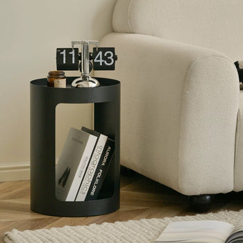 Iron Round Open Storage Cylindrical Side Table