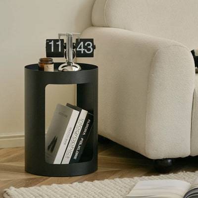 Iron Round Open Storage Cylindrical Side Table