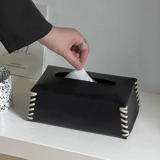 Side Stitch Faux Leather Tissue Case