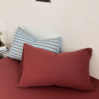 Red x Blue Stripe Soft Cotton Duvet Cover Set   Bed Cover  All Seasons