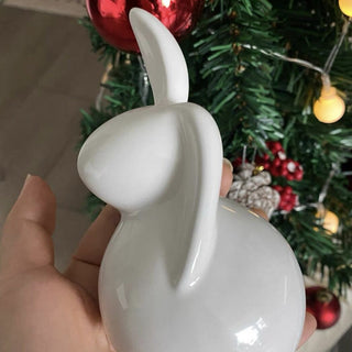 Set of 2  Rabbit Motif Ceramic Object Figurine