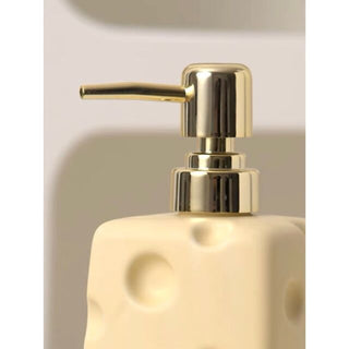 Cheese motif ceramic dispenser refillable bottle