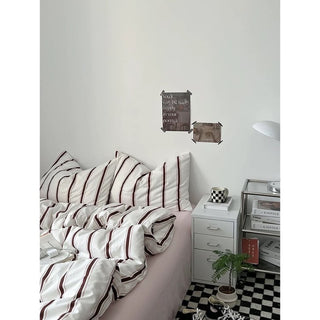 Pink Wide Stripe Duvet Cover Set