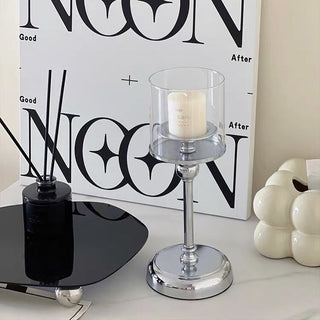Metallic Silver Candle Holder   in 3 Sizes