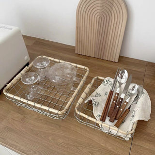 Set of 2  Iron Square Basket Storage Basket