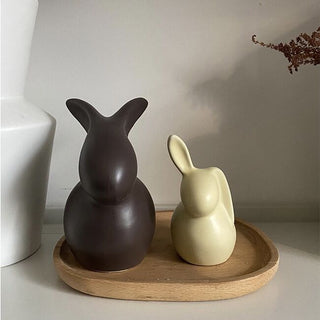 Set of 2  Rabbit Motif Ceramic Object Figurine