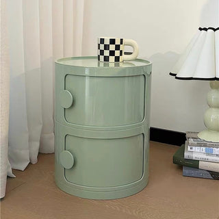 Round Two-Tier Storage Cylindrical Rack Side Table