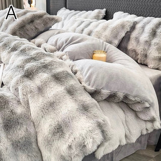 Gradient Fluffy Soft Duvet Cover Set  Bed Cover Bedding Cover