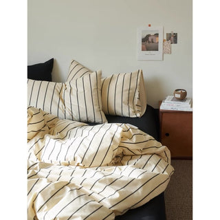 Ivory Black Stripe Duvet Cover Set