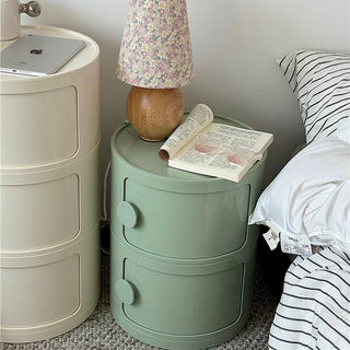 Round Two-Tier Storage Cylindrical Rack Side Table