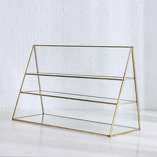 Gold Frame Clear Three-Tier Cosmetic Storage Rack