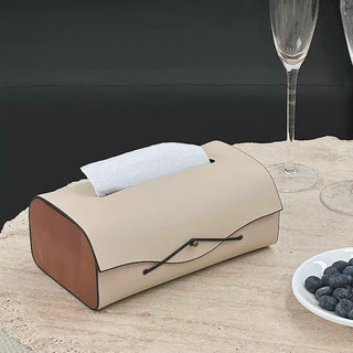 Side Wood Faux Leather Simple Tissue Case