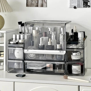 Piece Set Clear Silver Large Capacity Cosmetic Storage Box