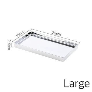 Metallic Silver Ceramic Rectangular Tray  2 Sizes