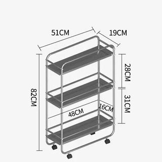 19cm wide Stainless steel slim storage rack wagon with casters