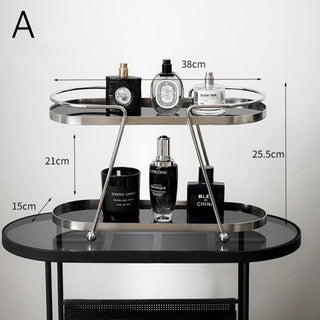 Silver Frame Oval Two-Tier Display Rack  Storage
