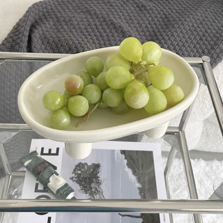 Footed Ceramic Oval Tray Plate