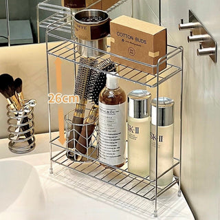 Stainless steel two-tier high-type simple slim storage rack silver