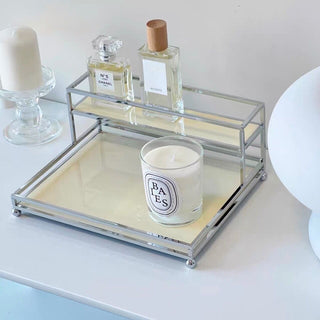 Silver Frame Wide Two-Tier Storage Rack