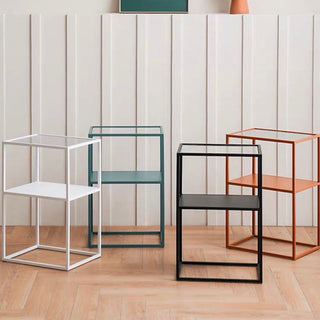 Iron Glass Storage Side Table