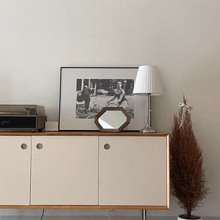 Octagonal Wood Frame Mirror Tabletop Wall Mirror