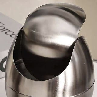 Stainless steel egg-shaped tabletop dustbin with lid