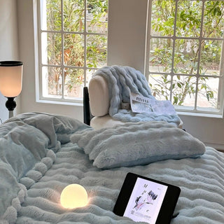 Light Blue Fluffy and Soft Duvet Cover Set  Bed Cover Bedding Cover