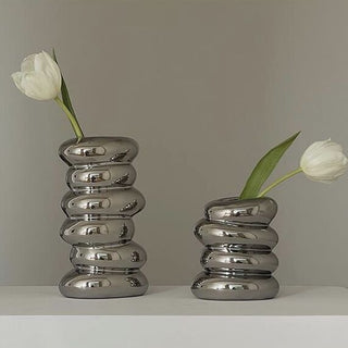 Silver-colored ceramic flower vase