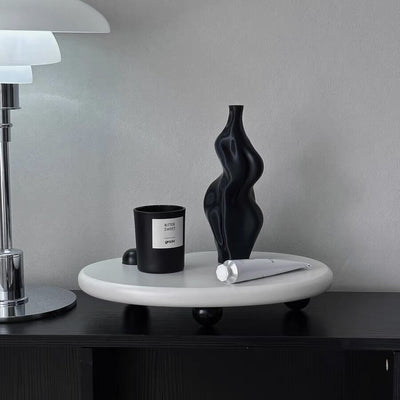 Monochrome Palette-shaped Wave Big Tray with Legs