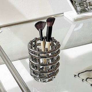 Silver Amiami Ceramic Brush Stand   Small Item Storage Candle Holder