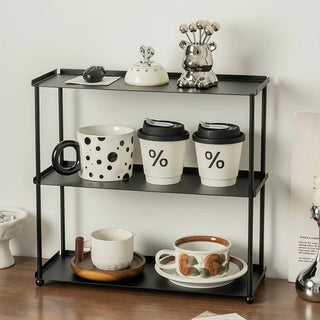 Stainless steel black painted three-tier display rack storage