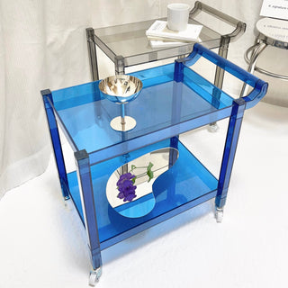 Clear Color Two-Tier Storage Rack Wagon  Side Table