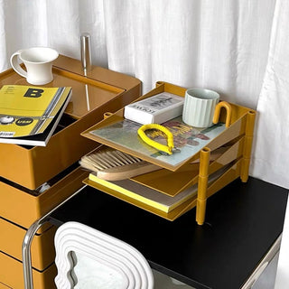 Three-tier stacking A4 file tray document storage