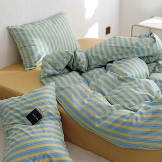 Blue and Yellow Stripe Duvet Cover Set