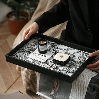 Monochrome Jacquard Square Tray  Storage Accessory Tray