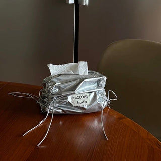 Silver Metallic Gathered Tissue Case