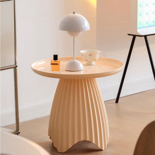 Pleated Design Round Side Table