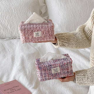 Pink Mix Tweed Tissue Case  Tissue Cover