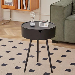 Storage-equipped Simple Round Side Table   in