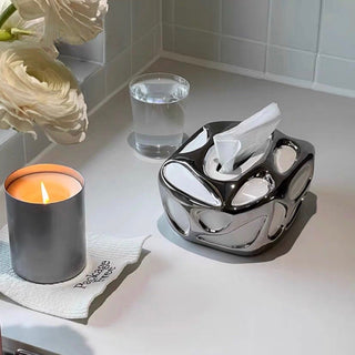 Ceramic Metallic Silver White Tissue Case