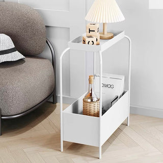 Monochrome Iron Storage Side Table  Slim