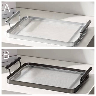 Metallic Clear Stripe Pattern Tray  Storage