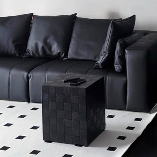 Black Cube-shaped Side Table Block Tile Table Stool