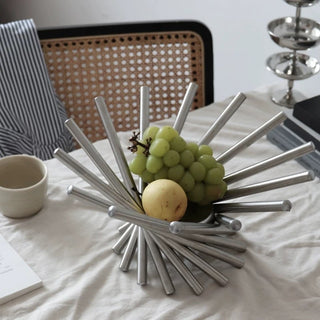 Stainless steel silver irregularly shaped tray compote fruit basket container small item holder