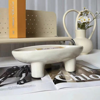 Footed Ceramic Oval Tray Plate