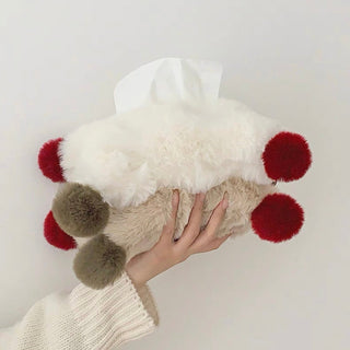 PomPom Faux Fur Tissue Case   Hanging Cover